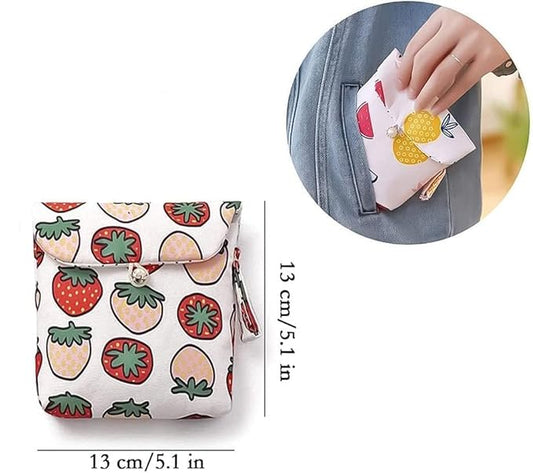 Women Girls Sanitary Napkin Cover Pad Holder Cotton Pouch,Period Essential kit, First Periods Kit Pouch,Pad Pouch(Pack of 2) Multi Color