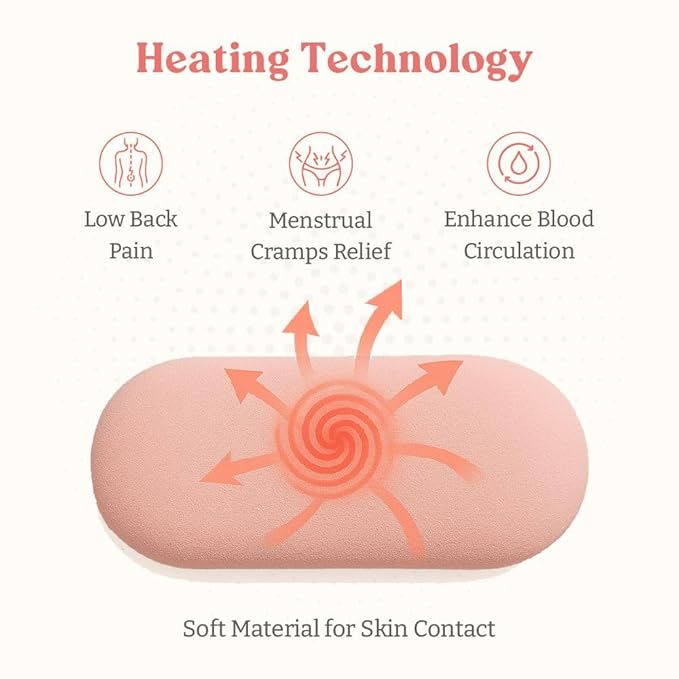 Zorb Period Cramp Relief Device for Women – Rechargeable Heating Pad with Vibration | Period Pain Relief Massager | Menstrual Cramp Comfort & Cramps Relief Machine | Pink