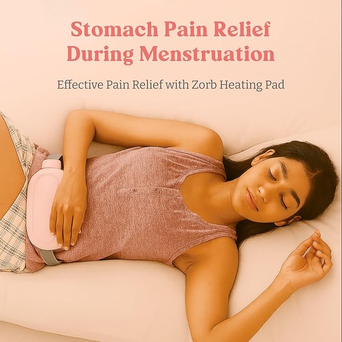 Zorb Period Cramp Relief Device for Women – Rechargeable Heating Pad with Vibration | Period Pain Relief Massager | Menstrual Cramp Comfort & Cramps Relief Machine | Pink